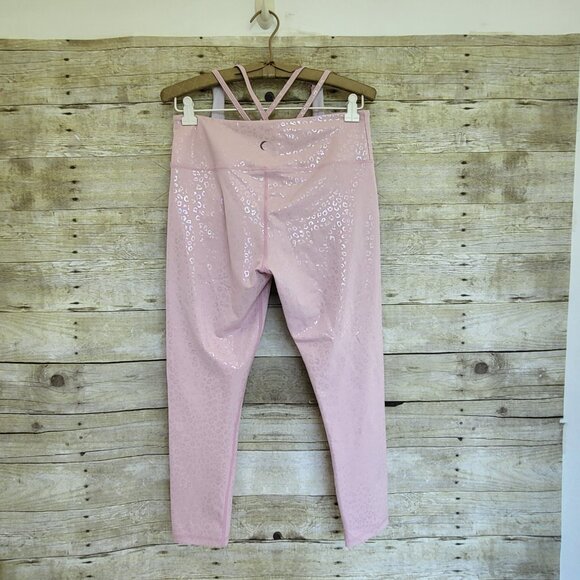 EUC Zyia Sports Bra and Leggings Pink Leopard - XL Bra, Size 12 Leggings - Picture 3 of 7